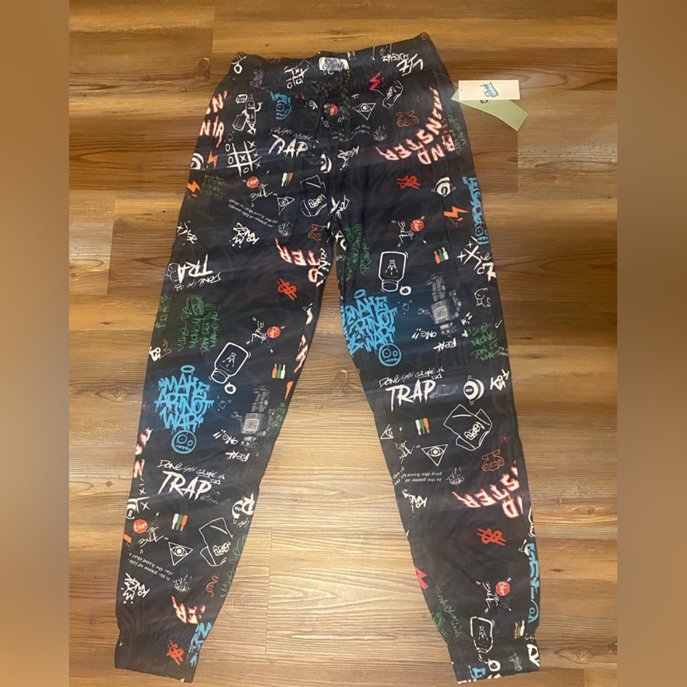 Men's Black Graffiti Print Joggers